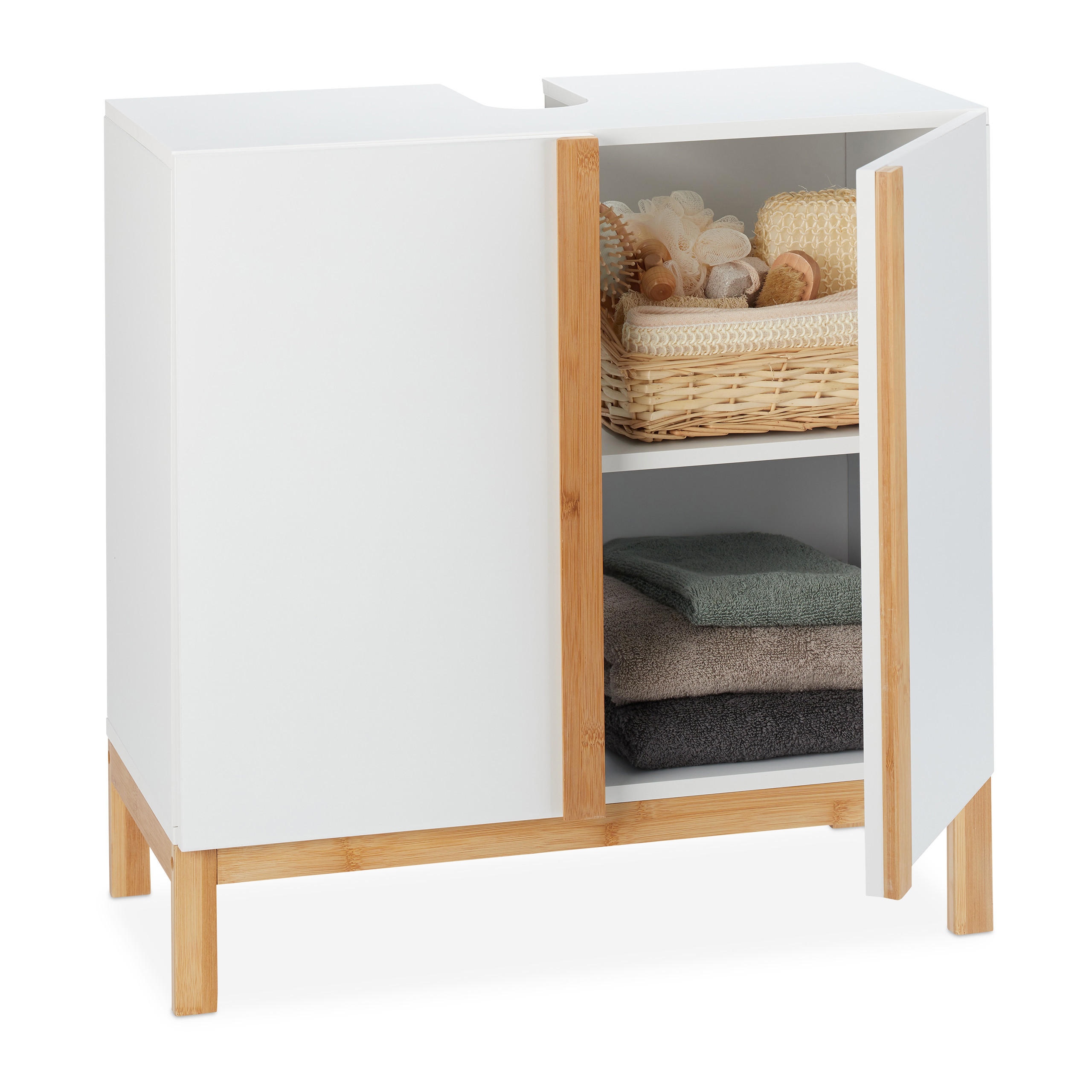 WASCHBECKENUNTERSCHRANK - Weiß, Holz/Holzwerkstoff (60/60.5/30.5cm) - Relaxdays