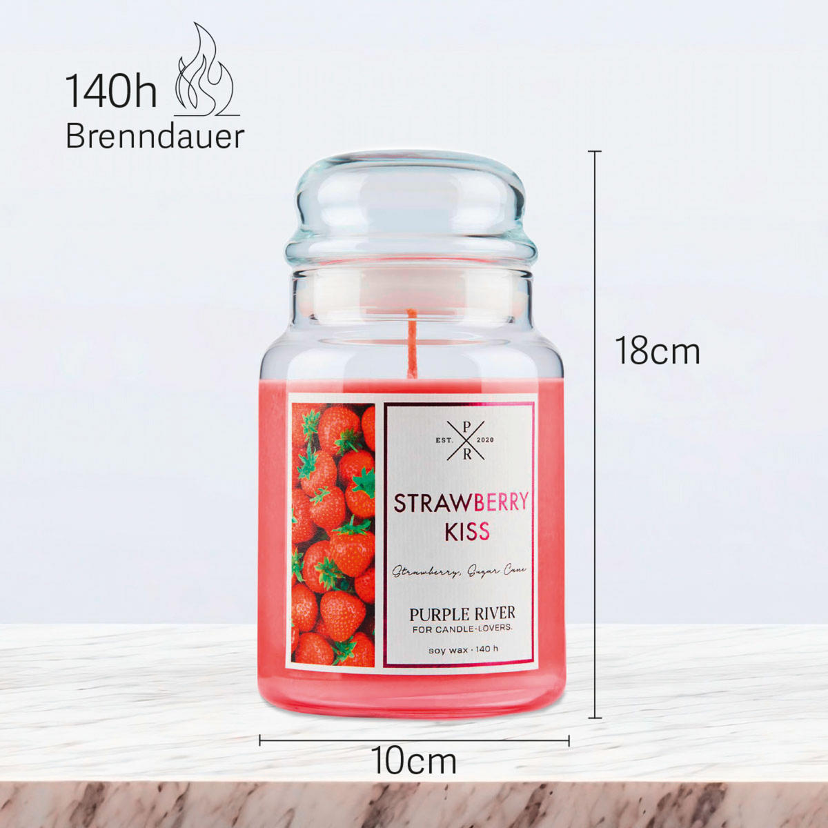 DUFTKERZE Purple River - Pink, Naturmaterialien/Glas (18cm)