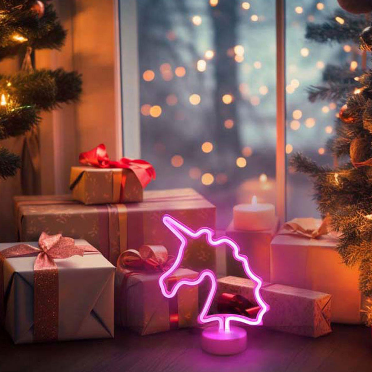 LED TISCHLEUCHTE Einhorn Weiß - Weiß, Kunststoff (20/10/28.5cm) - Globo Lighting