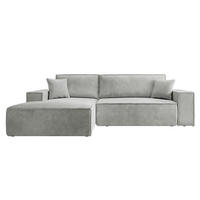 ECKSOFA Farese Hellgrau Cordbezug - Hellgrau/Schwarz, Kunststoff/Textil (267/167cm) - Selsey