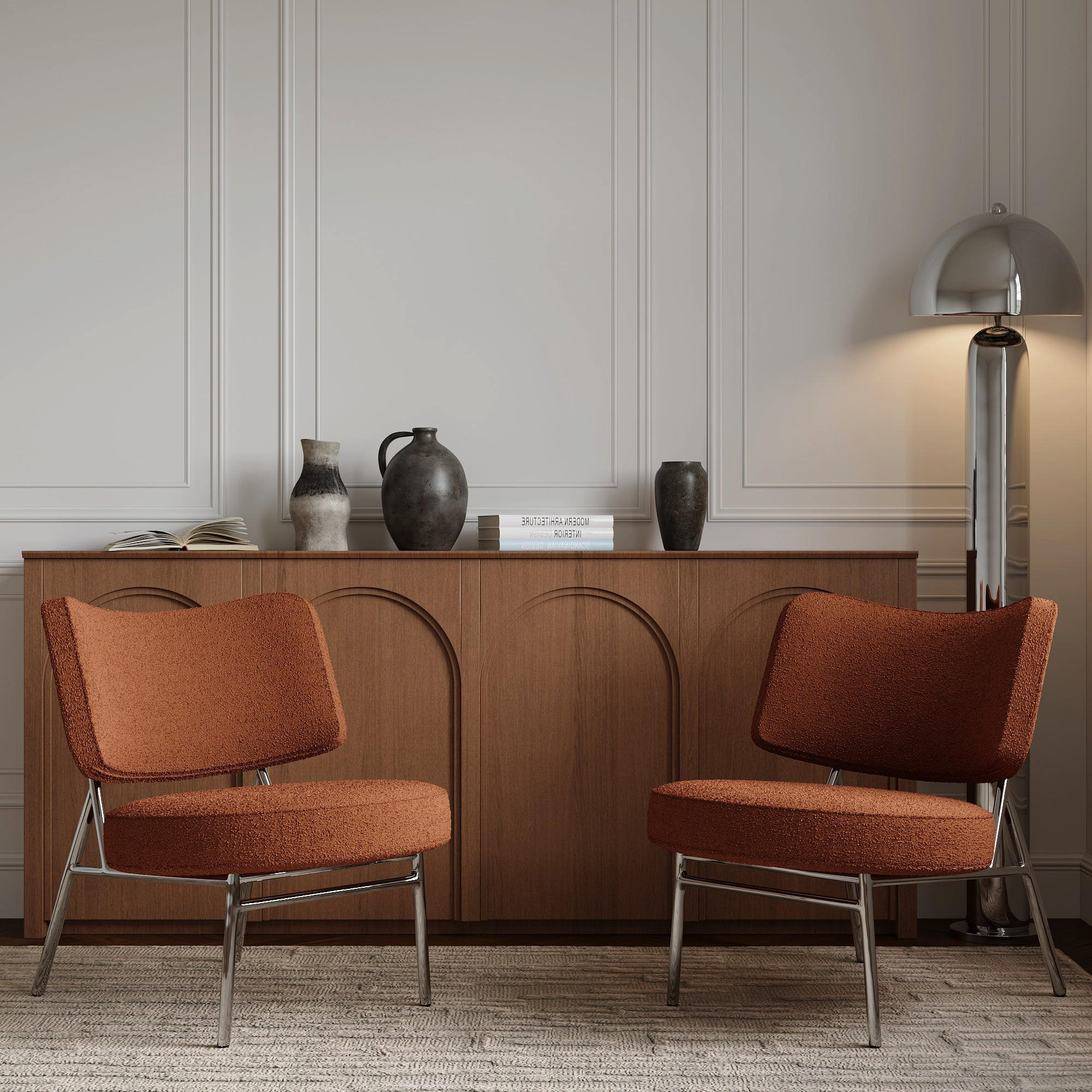 SESSEL Bouclé-Stoff 60cm - Dunkelorange/Terracotta, Textil (60/70/71cm) - Sia Home