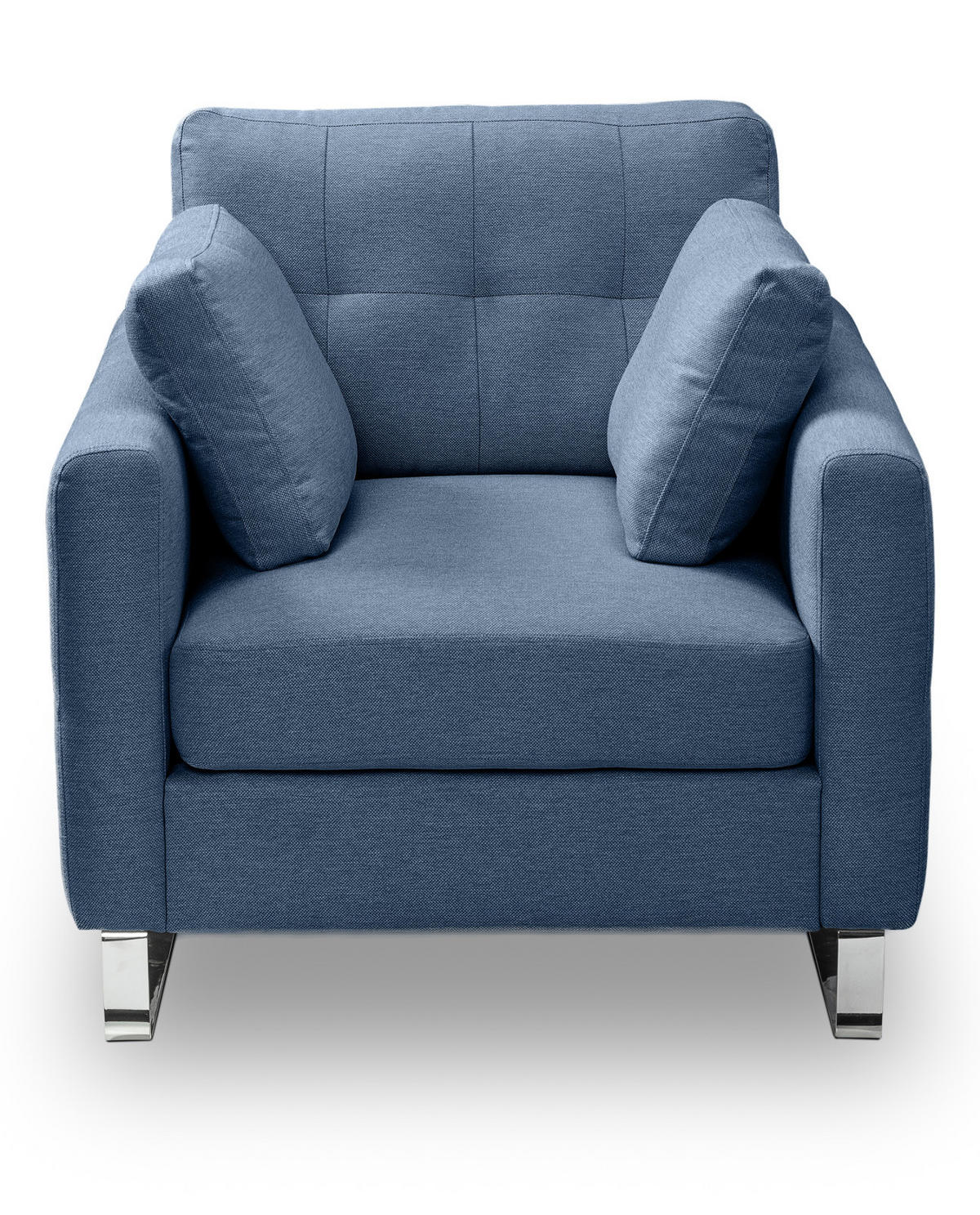 SESSEL blau Flachgewebe 93 x 94 cm, Clubsessel mit Steppoptik - Blau/Chromfarben, Holz/Textil (93/92/94cm) - Inn.Furn