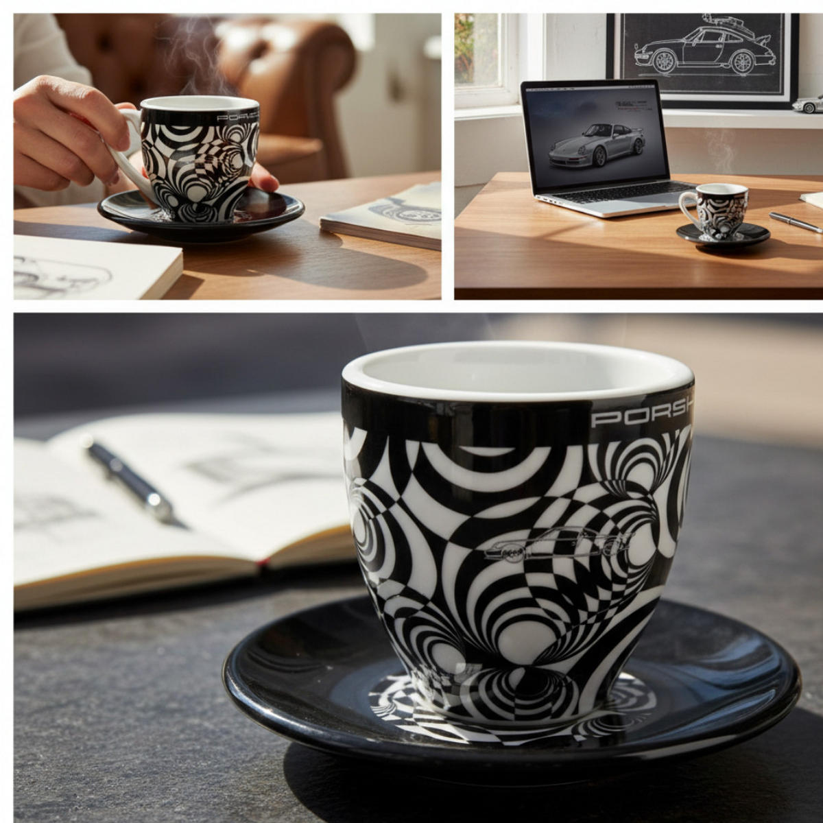 ESPRESSOTASSE 919 Hybrid Prototyp Erl König Schwarz Weiß, Limited Edition, Porzellan, Sammlertasse, Espressobecher, Design Tasse, Heißgetränke - Schwarz/Weiß, Keramik (0.08L) - Porsche