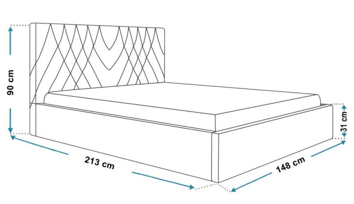 BETT Türkis OLDO 5 Mit Bettkasten 140x200 cm - Schwarz, Textil (140/200cm) - Sepro Meble