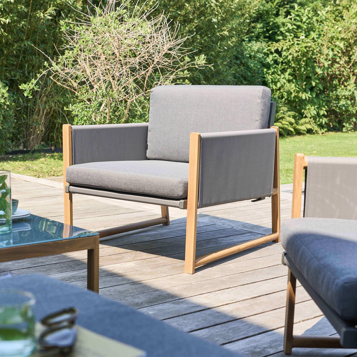 GARTENMÖBEL 5-Sitzer, Grau - Grau, Metall - Oviala