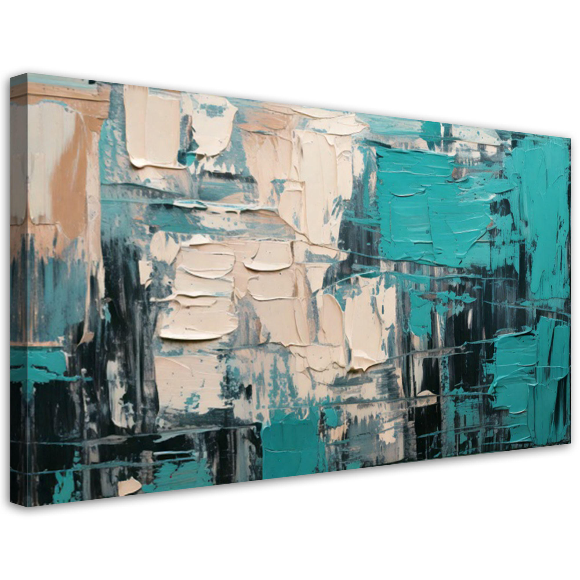 LEINWANDBILD Abstraktion Modern Türkis 120x60cm - Türkis, Textil (120/60cm) - Feeby