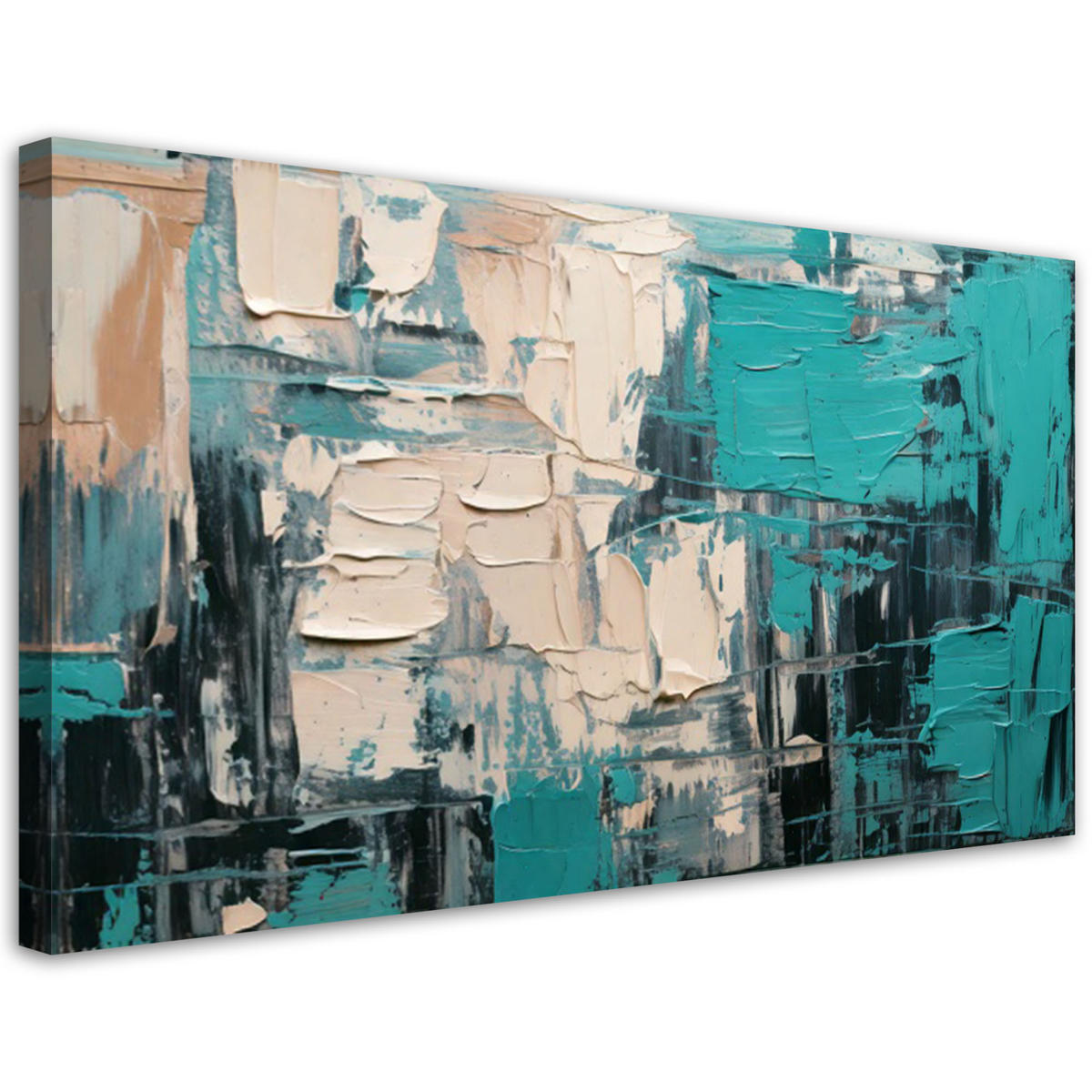 LEINWANDBILD Abstraktion Modern Türkis 120x60cm - Türkis, Textil (120/60cm) - Feeby