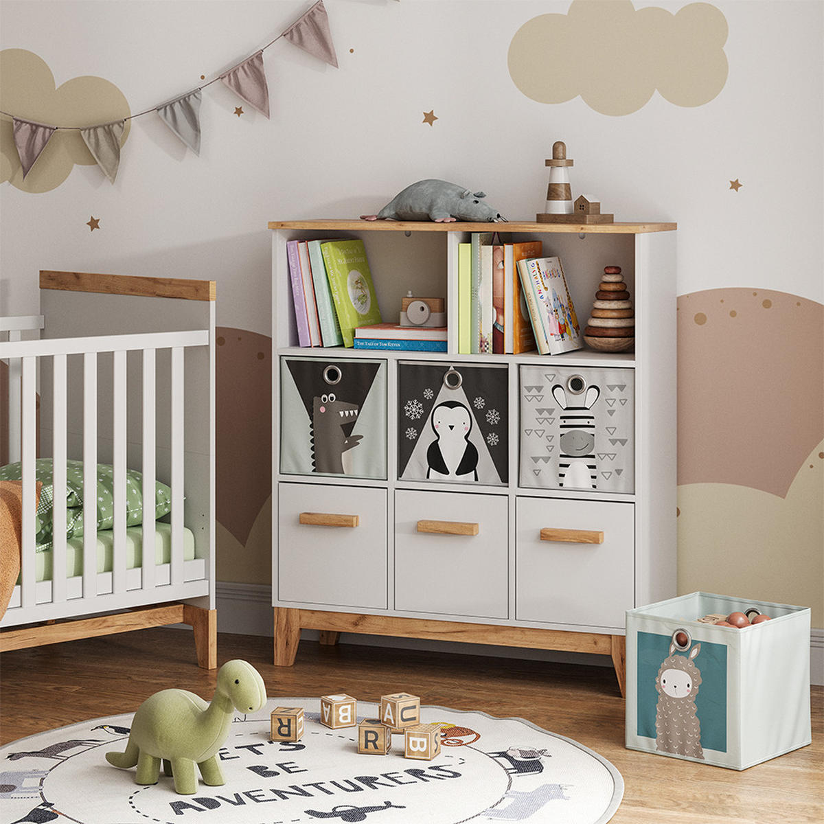 KINDERREGAL Malia Weiß/Artisan 98.4 x 113.4 cm - Weiß, Holzwerkstoff (98.4/113.4/32.6cm) - VitaliSpa