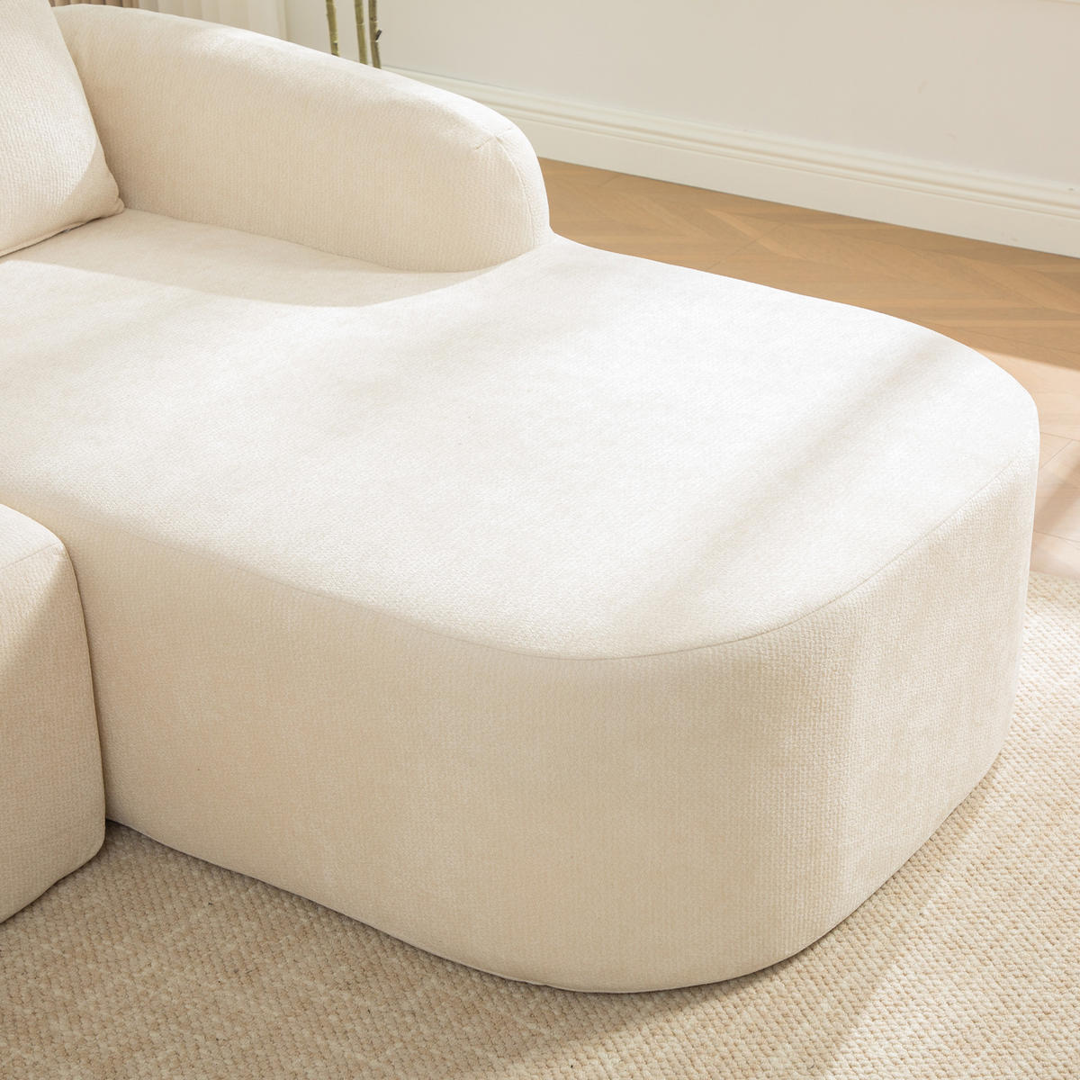 ECKSOFA Chenille Beige mit Kissen - Beige, Textil (270/172cm) - WISHDOR