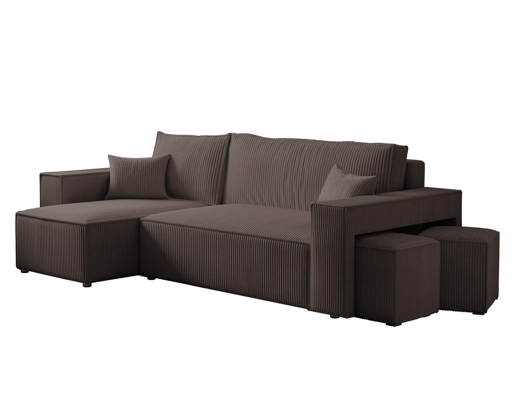 ECKSOFA Adara Inkl. Hocker - Braun, Holzwerkstoff/Textil (262/145cm) - Fun Möbel