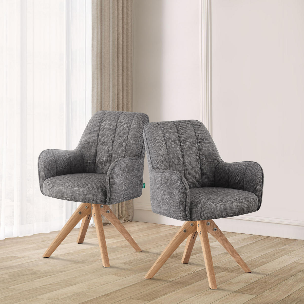 ESSZIMMERSTUHL THOMAS-FINA 2er-Set 360°drehbar - Grau, Textil (58/88/62cm) - DUBI Möbel
