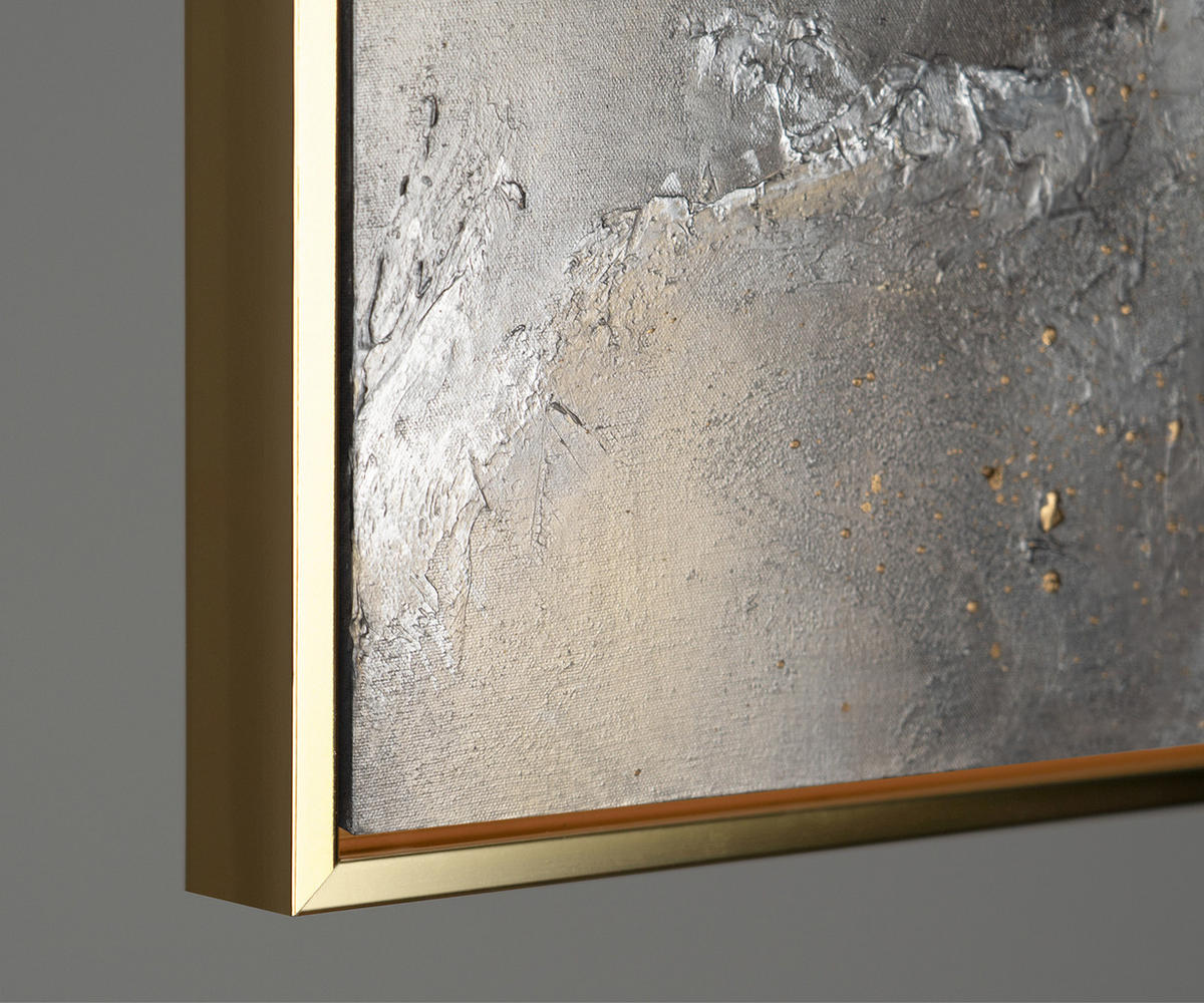 GEMÄLDE Harmonie von Gold und Silber Schattenfugenrahmen Gold 120x80 cm - Goldfarben, Holz (120/80cm) - YS-art gallery