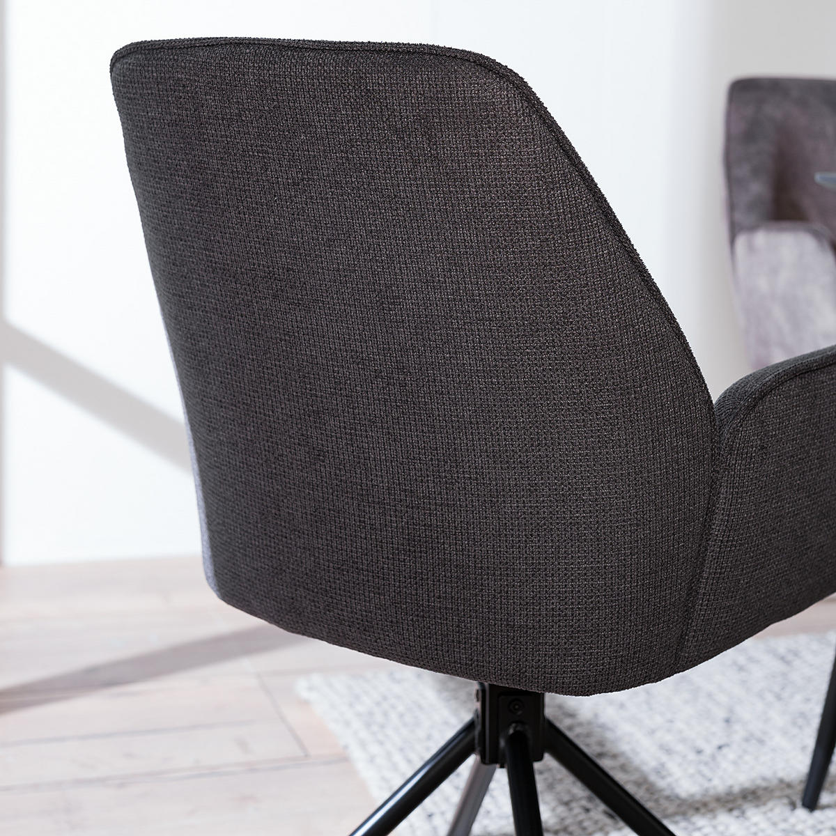 DREHBARER ARMLEHNENSTUHL - Textil / Eisen - Anthrazit, Textil/Metall (59/88/63cm) - home24