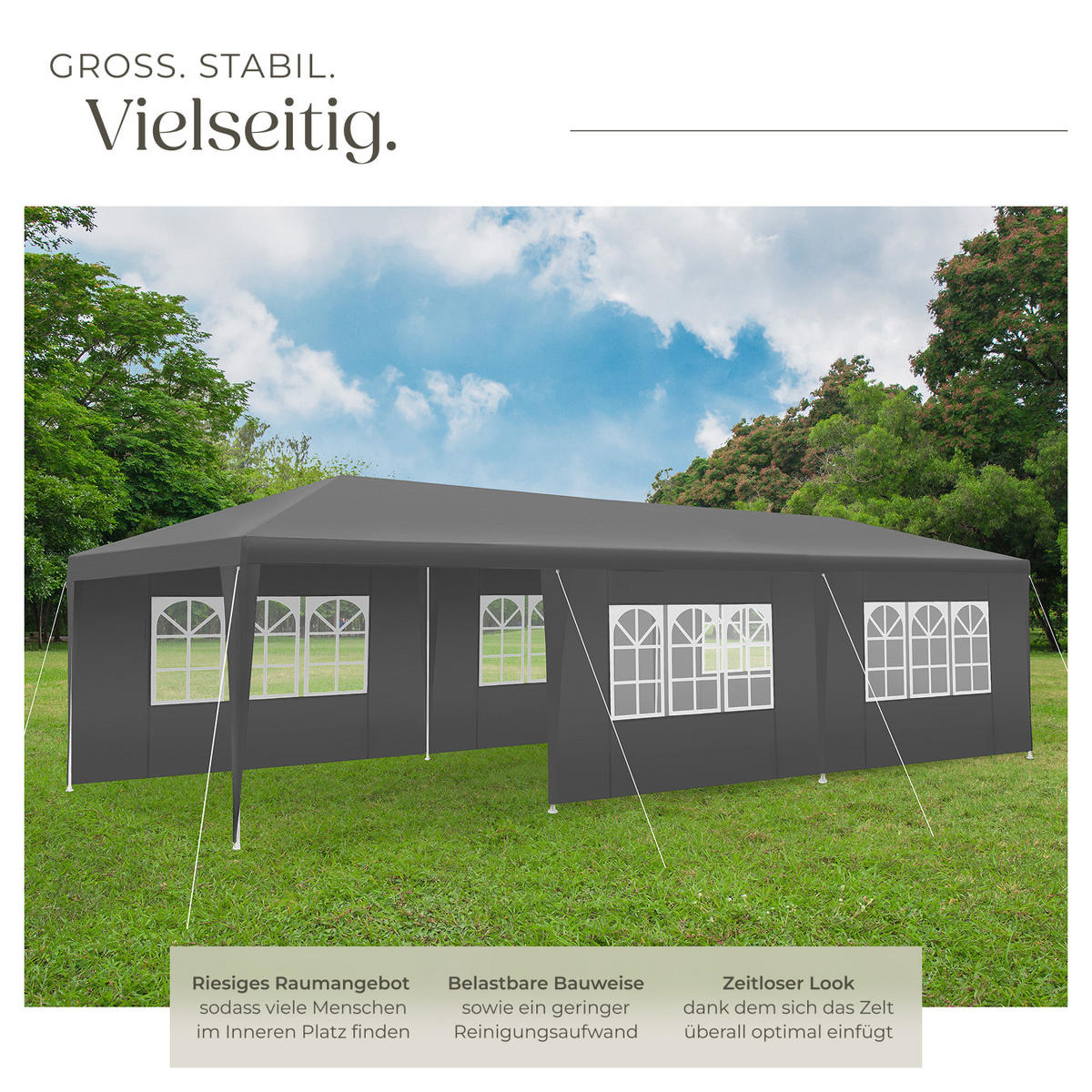 PAVILLON Miramas,wasserdicht,grau - Grau, Kunststoff (300/250/900cm) - tectake