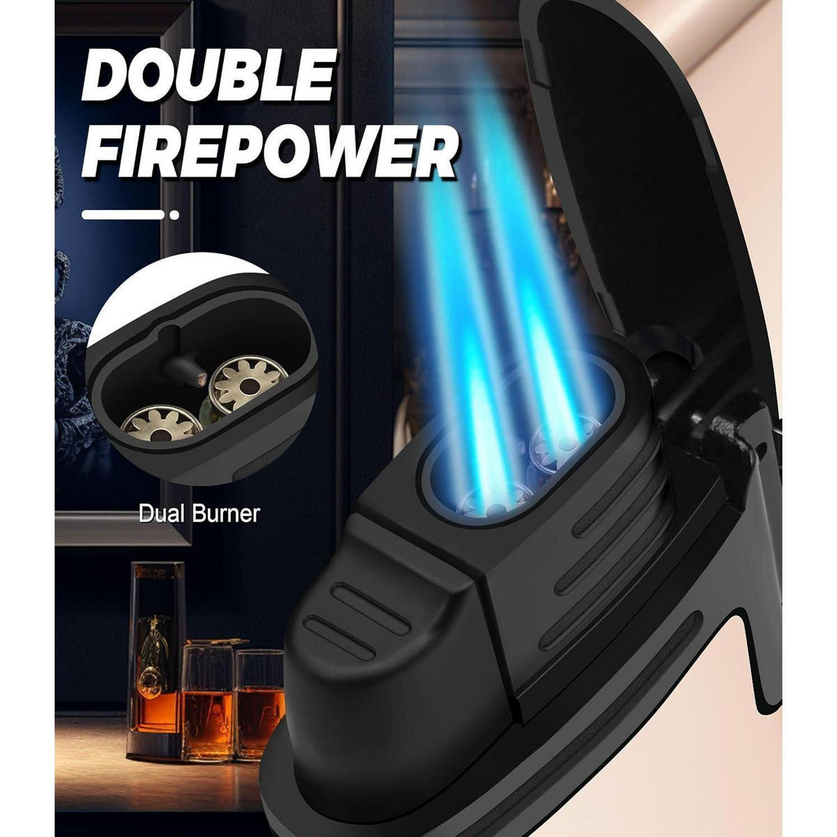 FEUERZEUG 3er Set Jetflame winddicht nachfüllbar - Multicolor, Metall (3.5/1.5/6.5cm)