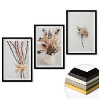 WANDBILDER 3er-Set - 40x60 cm Schwarzer Rahmen - Blumenzweige minimalistisch - Schwarz, Kunststoff (40/60cm) - ArtPrintCave