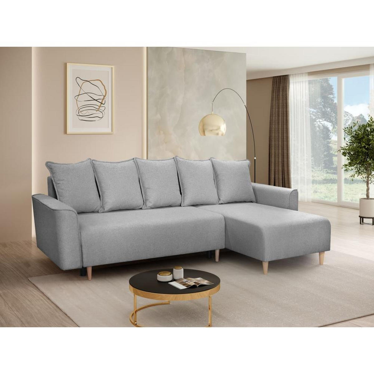 ECKSCHLAFSOFA Willow hellgrau - Hellgrau, Textil (225/150cm) - Beautysofa