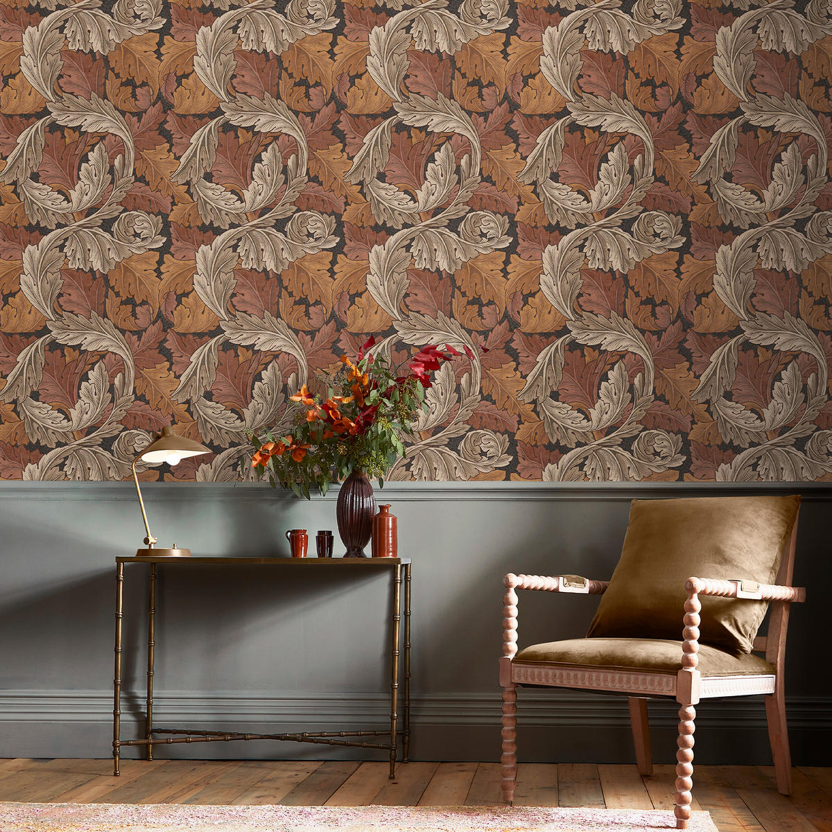 VLIESTAPETE Acanthus Gebranntes Orange - Orange, Papier/Kunststoff (52/1000cm) - Graham & Brown