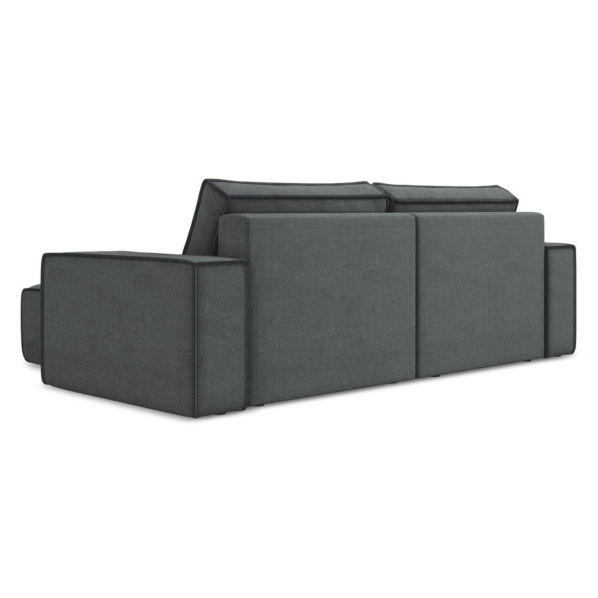 ECKSOFA mit Schlaffunktion Strukturstoff Stoff Grau - Schwarz/Grau, Kunststoff/Textil (257/148cm) - LaMiaSofa