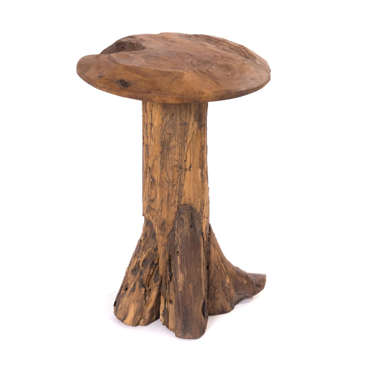 HOCKER Mushroom Teak Wurzelholz massiv naturfarben - Naturfarben, Holz (30/47/30cm) - CREEDWOOD