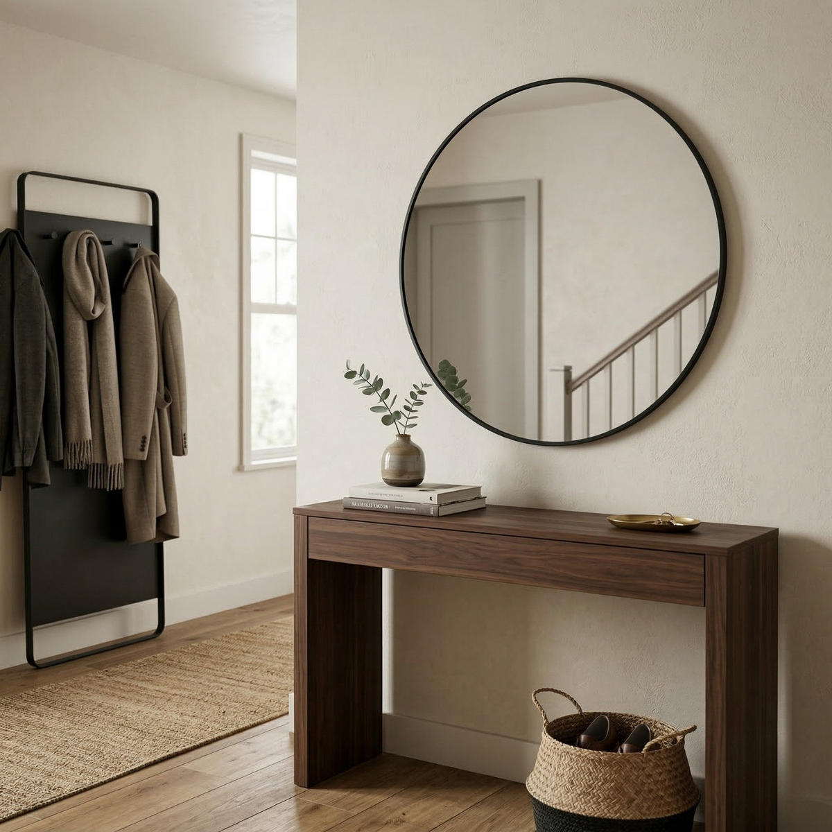 WANDSPIEGEL Mira 80 cm - Schwarz, Glas (80/80/2.5cm) - EDAXO