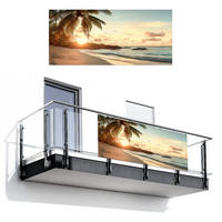 BALKON-SICHTSCHUTZ Strand - Palmen - Meer - Sonnenuntergang 200x90 cm - Samtahornfarben, Kunststoff (200/90cm) - MuchoWow