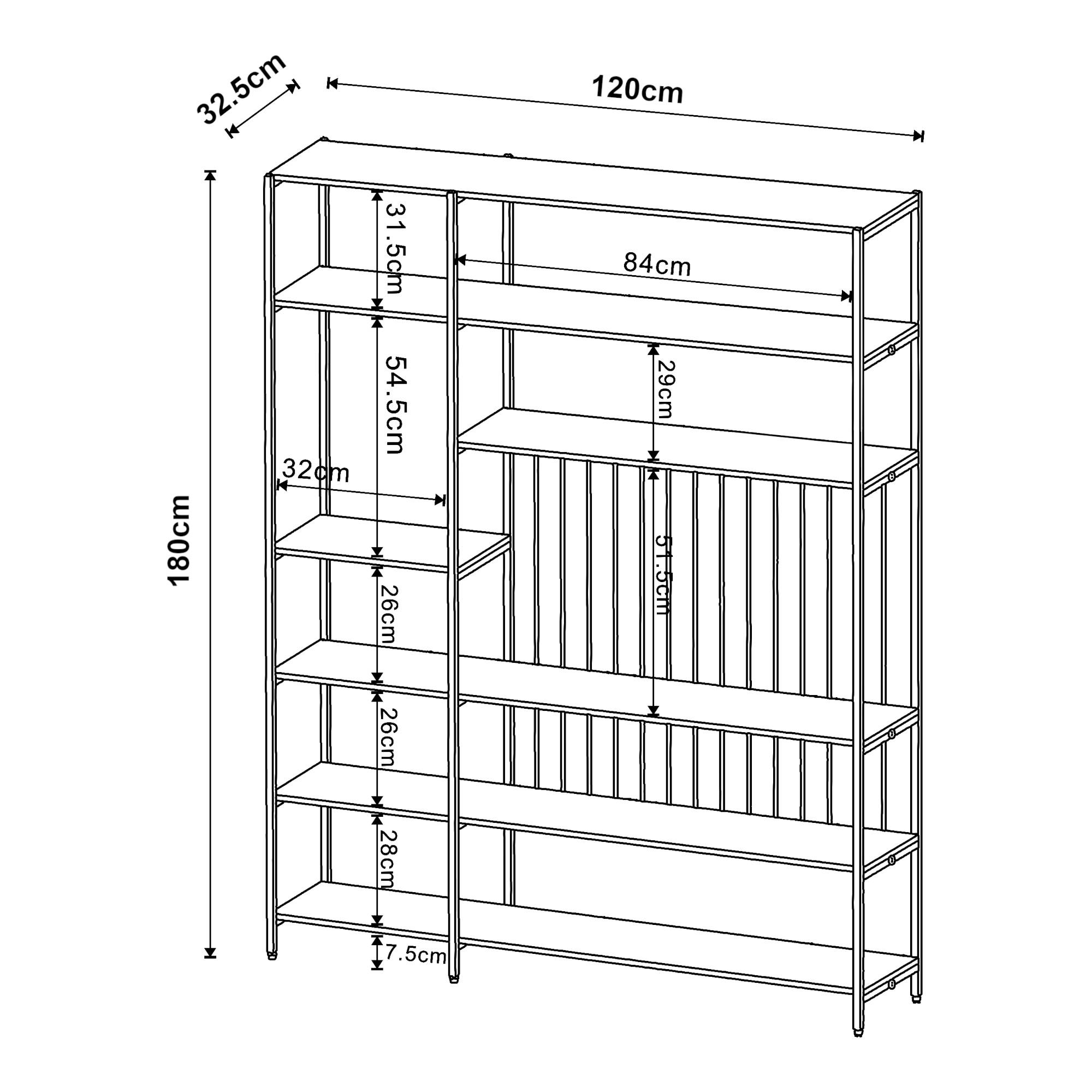 STANDREGAL Rælingen - Schwarz, Metall (120/180/32.5cm) - [en.casa]
