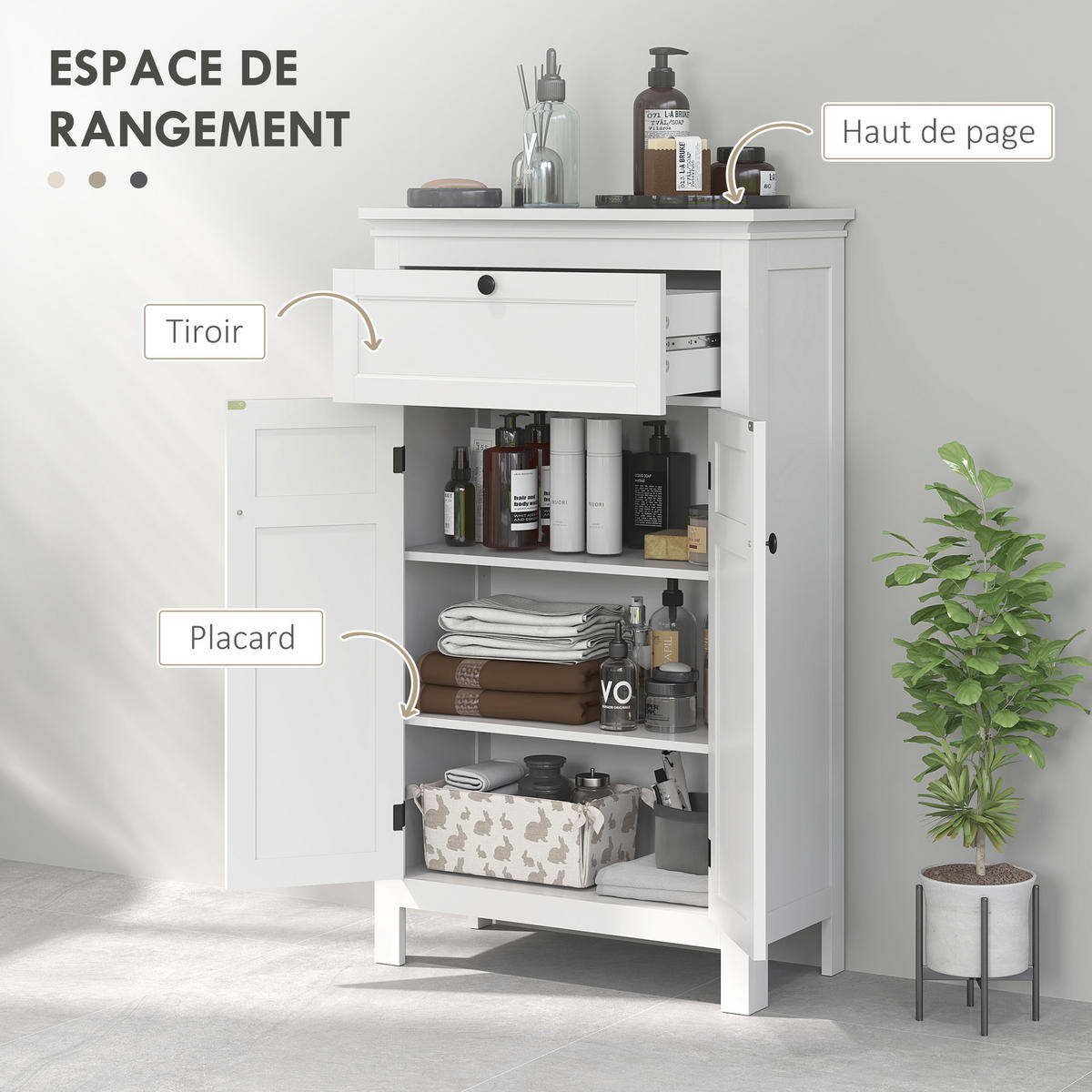 MIDISCHRANK DE-17317 mit Schublade & verstellbaren Regalen Weiß - Weiß, Holzwerkstoff (30/102.5/60cm) - ComfortXL