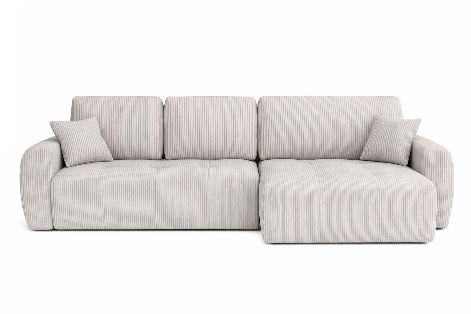 ECKSOFA Mit Schlaffunktion Und Bettkasten L-Form Ivo L, Cordstoff Poso, Beige, Rechts - Beige, Holz (250/142cm) - Kaiser Möbel