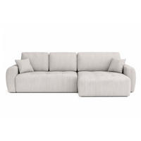 ECKSOFA Mit Schlaffunktion Und Bettkasten L-Form Ivo L, Cordstoff Poso, Beige, Rechts - Beige, Holz (250/142cm) - Kaiser Möbel