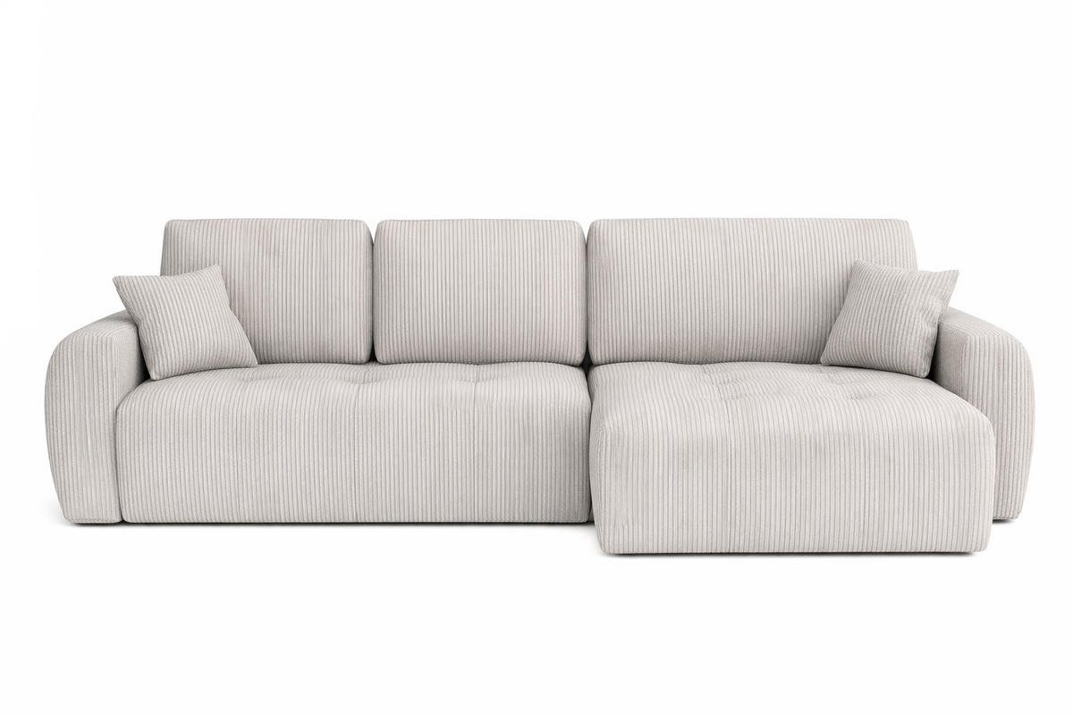 ECKSOFA Mit Schlaffunktion Und Bettkasten L-Form Ivo L, Cordstoff Poso, Beige, Rechts - Beige, Holz (250/142cm) - Kaiser Möbel
