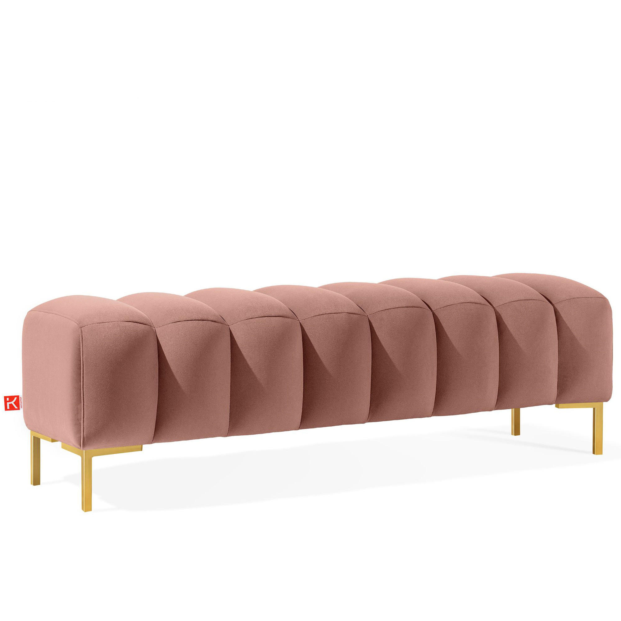 POLSTERBANK Bettbank PECCO, Metallbeinen - Goldfarben/Rosa, Holz/Textil (160/50/50cm) - KONSIMO®
