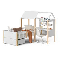 KINDERBETT 90/200 cm Weiß aus Massivholz und MDF mit Schreibtisch und Regal - Weiß, Holz (90/200cm) - OKMYHOME