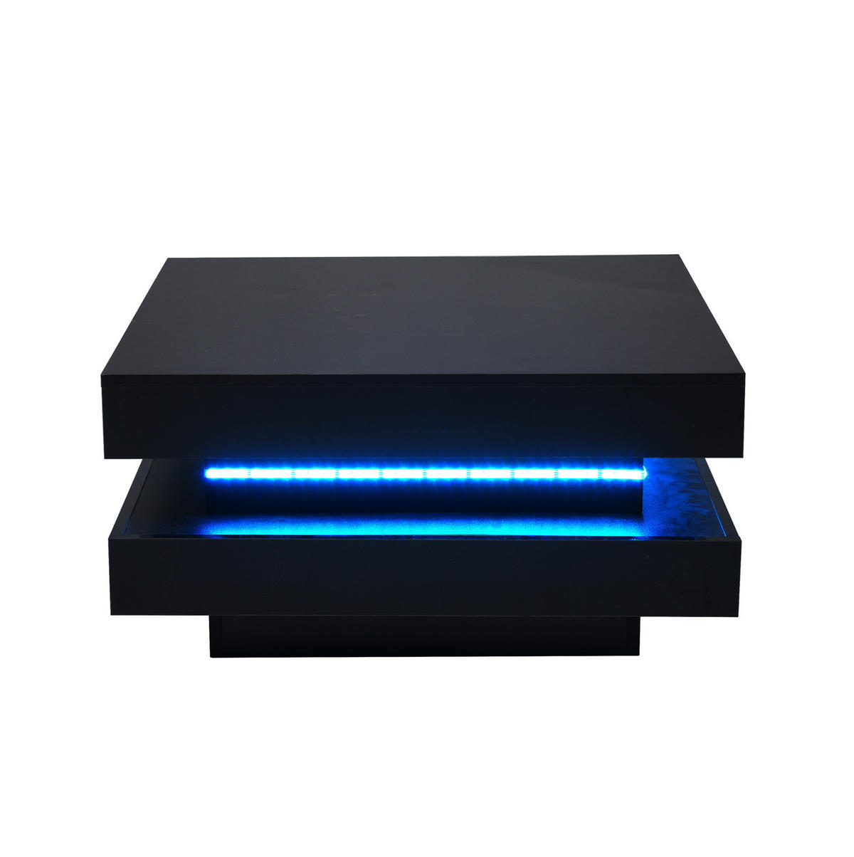COUCHTISCH 70/70/36 cm Schwarz mit LED-Beleuchtung und Bluetooth-App-Steuerung - Schwarz, Holzwerkstoff (70/70/36cm) - OKWISH