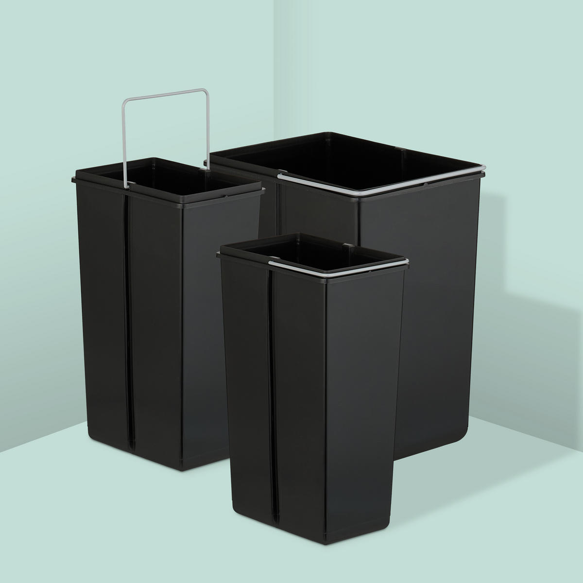 EINBAUMÜLLEIMER - Schwarz, Kunststoff/Metall (34/41.3/51.8cm) - Relaxdays