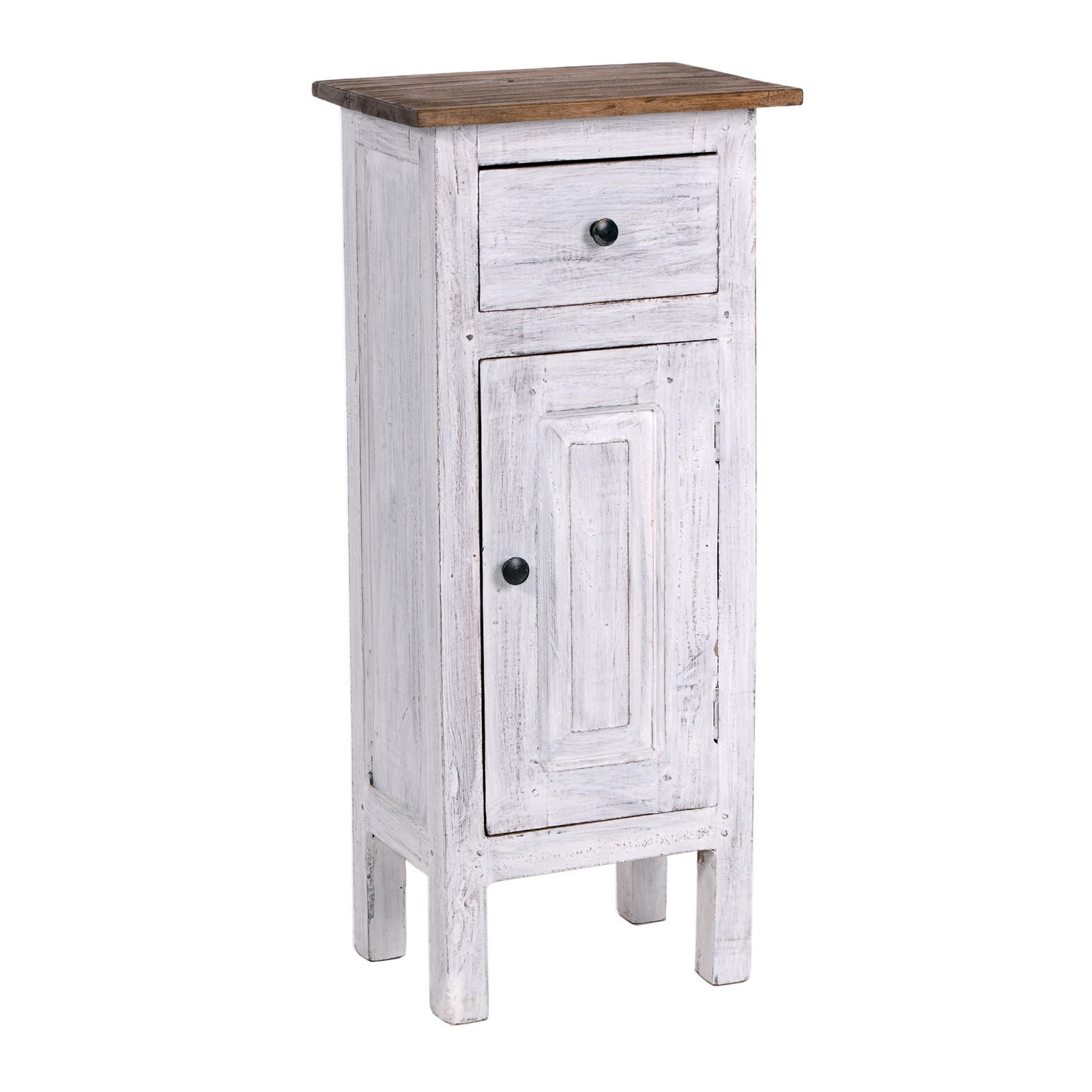 FLURSCHRANK PLANT 80 Mahagoni Recyclingholz, Used Look 05 weiß-natur - Multicolor, Holz (35/80/25cm) - DESIGN DELIGHTS