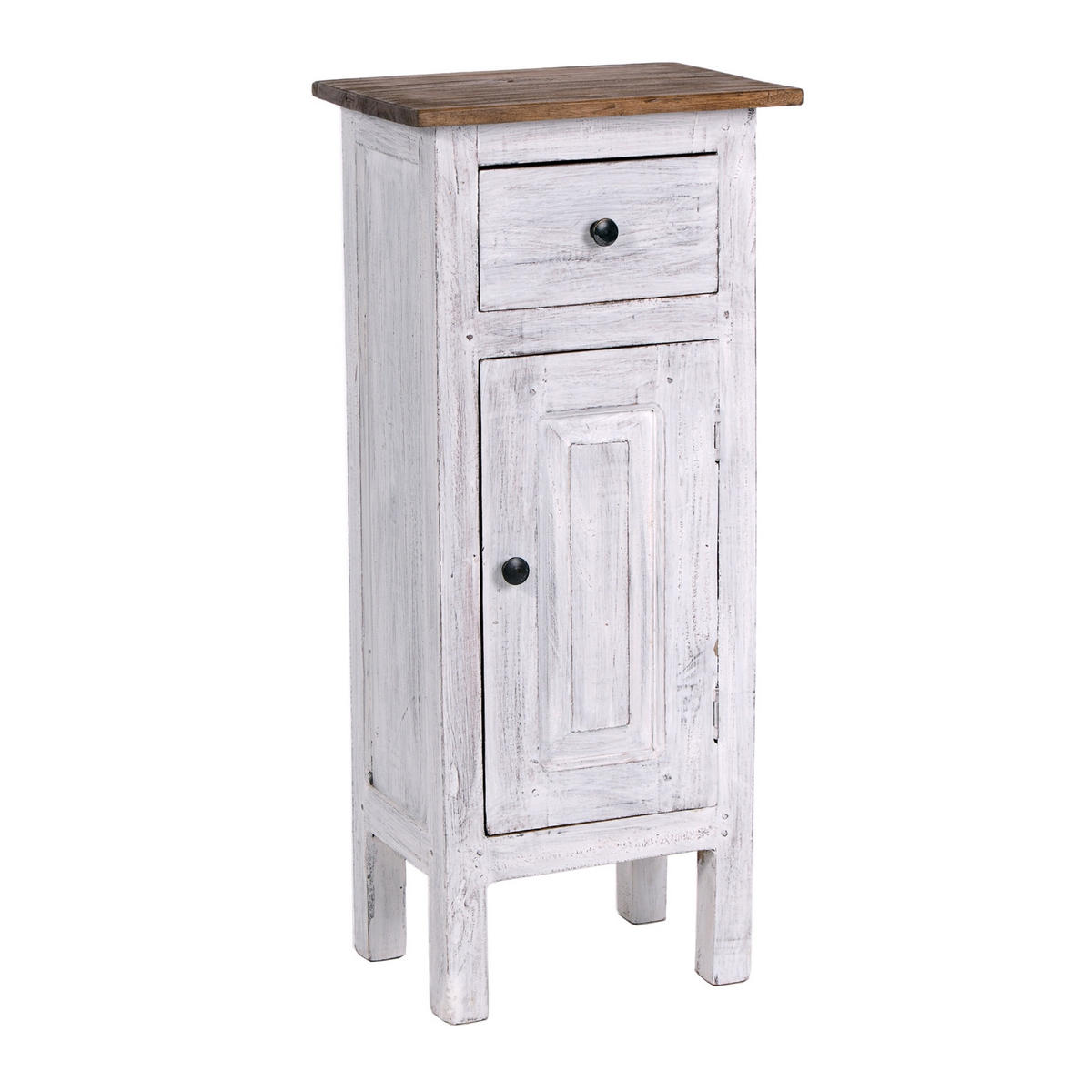 FLURSCHRANK PLANT 80 Mahagoni Recyclingholz, Used Look 05 weiß-natur - Multicolor, Holz (35/80/25cm) - DESIGN DELIGHTS