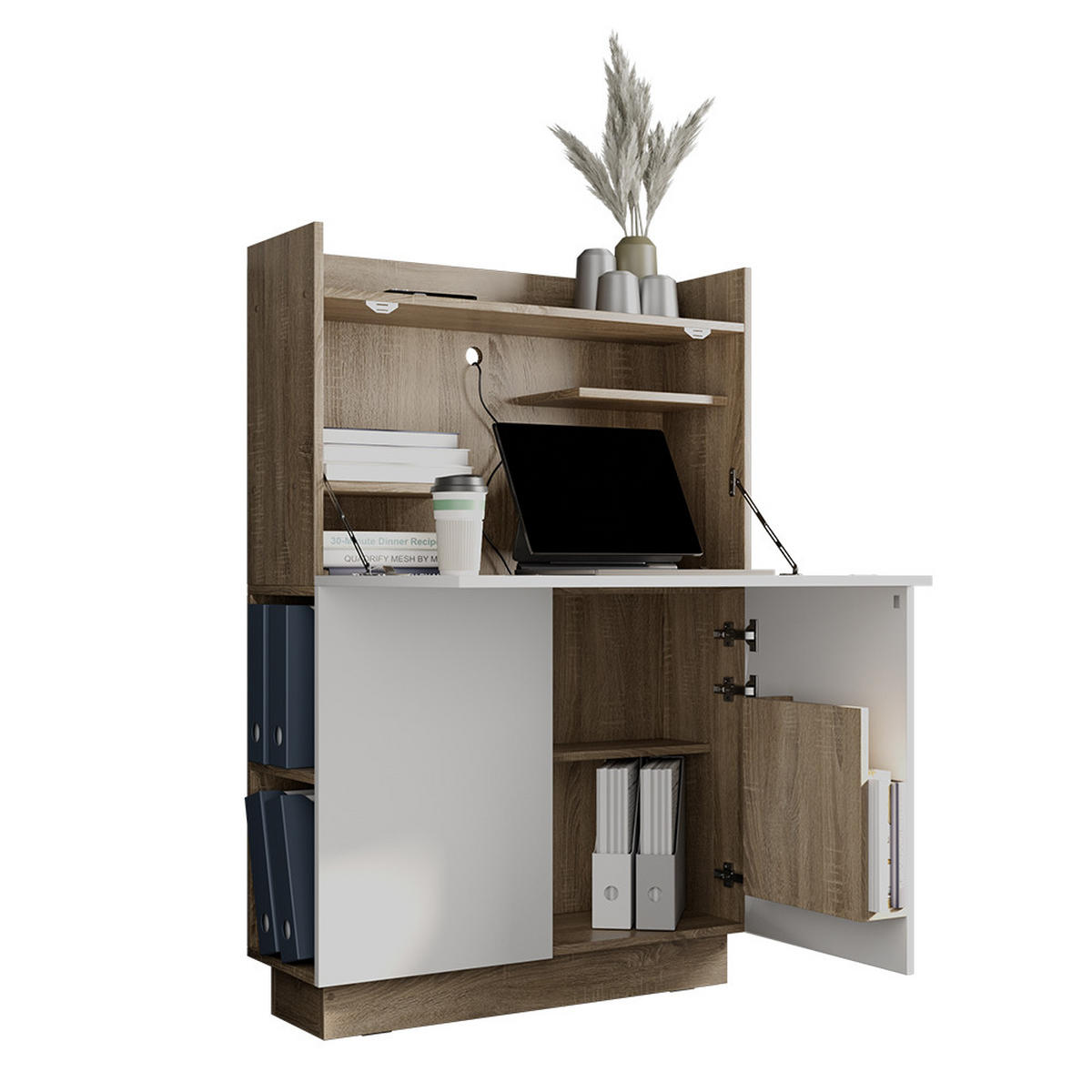 SEKRETÄR SCHREIBTISCH Alena Sonoma 85 x 27 cm - Weiß/Sonoma Eiche, Holzwerkstoff (27/85/118.9cm) - Vicco