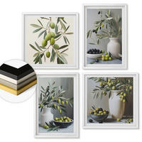 WANDBILDER 4er-Set - 50x50 cm & 40x60 cm Weißer Rahmen - Oliven in grauen Vasen - Weiß, Kunststoff (50/50cm) - ArtPrintCave