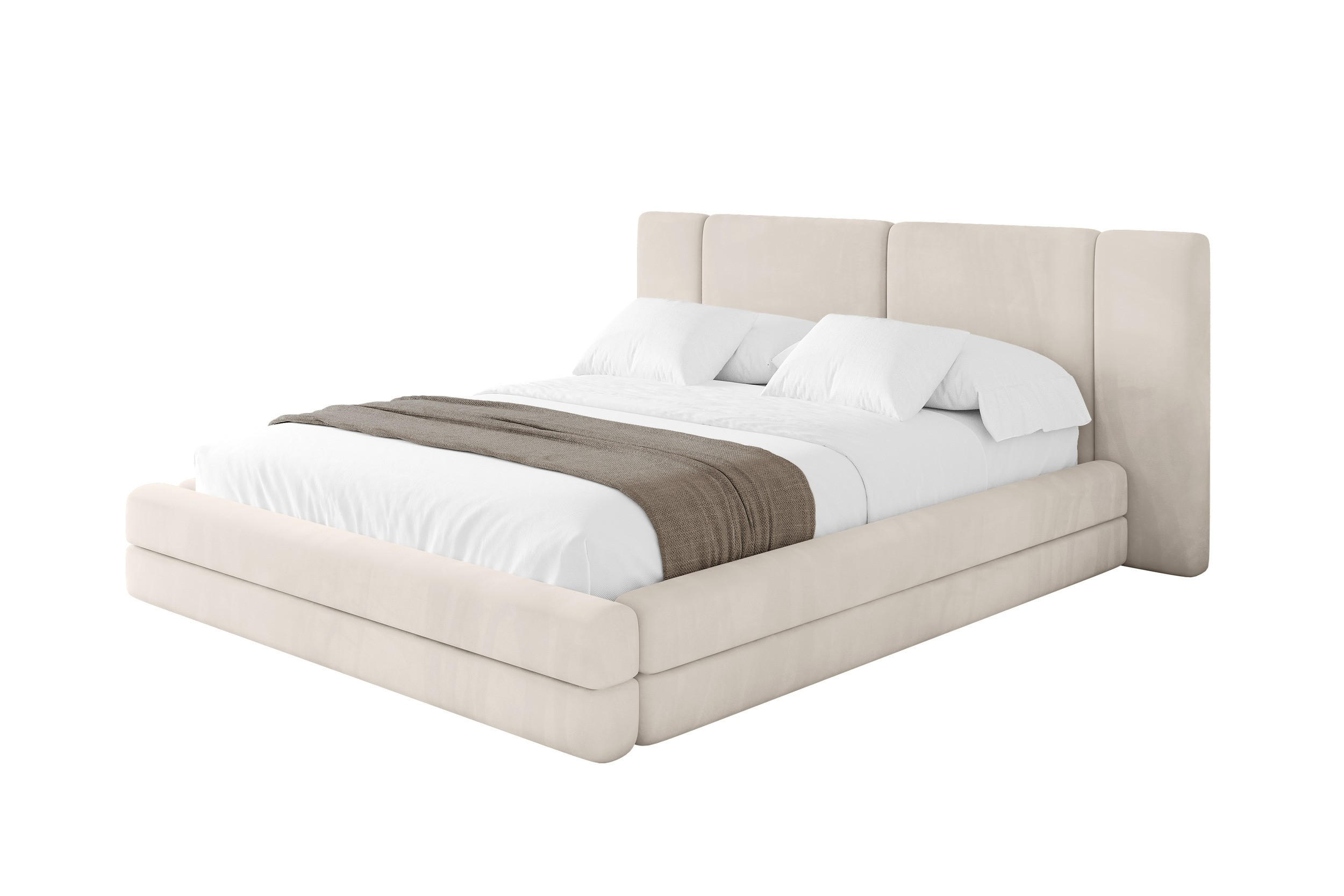 POLSTERBETT mit Bettkasten und Lattenrost, Bett mit Matratze H3/H4 - TEVO 160x200 Beige - Ecru, Holzwerkstoff/Textil (160/200cm) - ALTDECOR