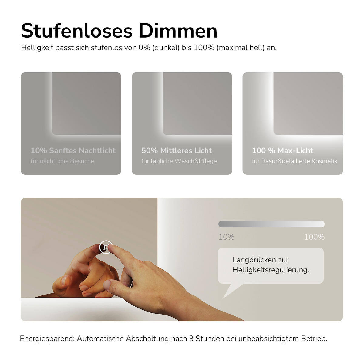 BADSPIEGEL mit Antibeschlag Touch-Bedienung Beleuchtung Rechteckig 80/60 cm - Weiß, Glas (60/3/80cm) - EMKE