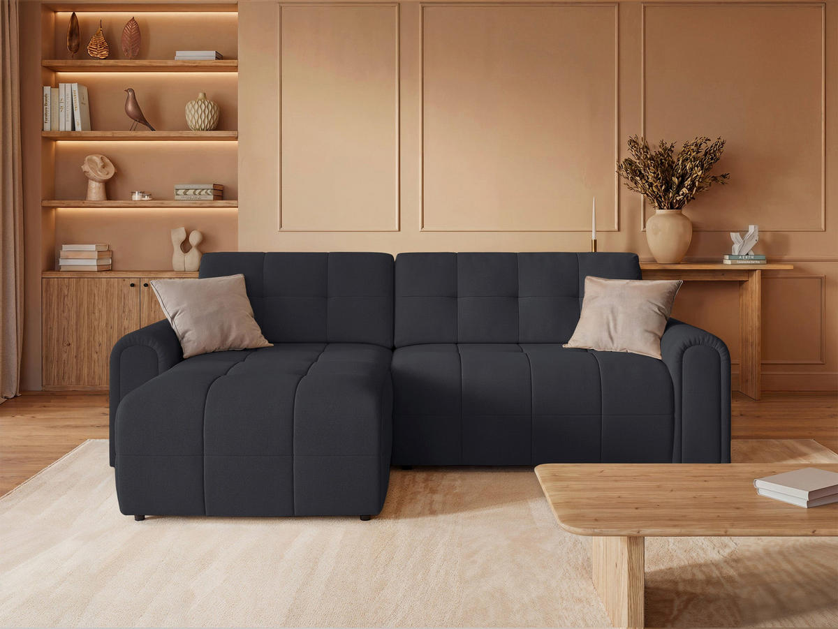 ECKSOFA Simolla Anthrazit links - Dunkelgrau/Schwarz, Kunststoff/Textil (268/180cm) - Selsey