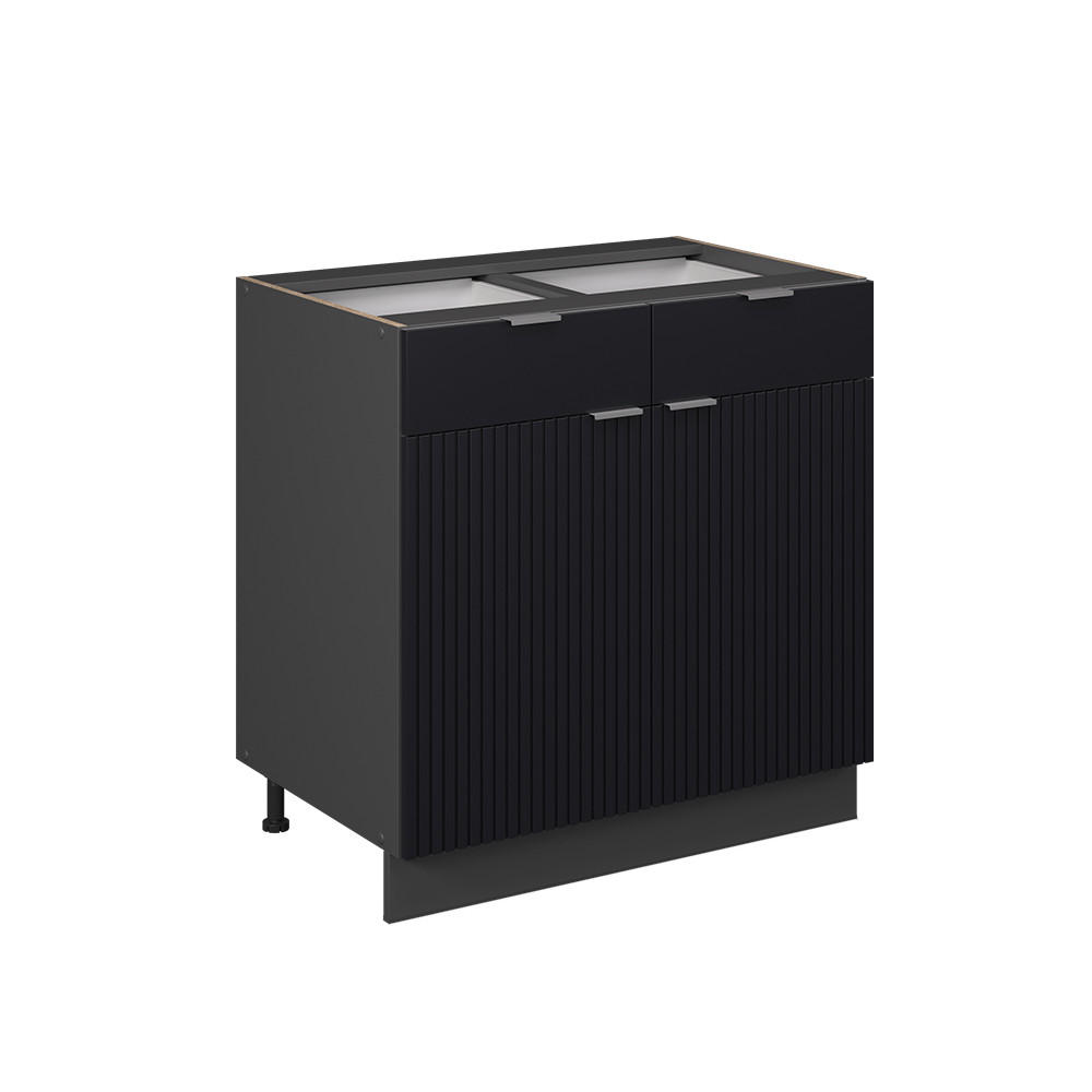 KÜCHENSCHRÄNKE Fame-Line, Schwarz gestreift, 80 cm ohne Arbeitsplatte - Anthrazit/Schwarz, Holzwerkstoff (80/82/51.6cm) - Vicco