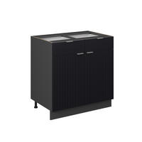 KÜCHENSCHRÄNKE Fame-Line, Schwarz gestreift, 80 cm ohne Arbeitsplatte - Anthrazit/Schwarz, Holzwerkstoff (80/82/51.6cm) - Vicco
