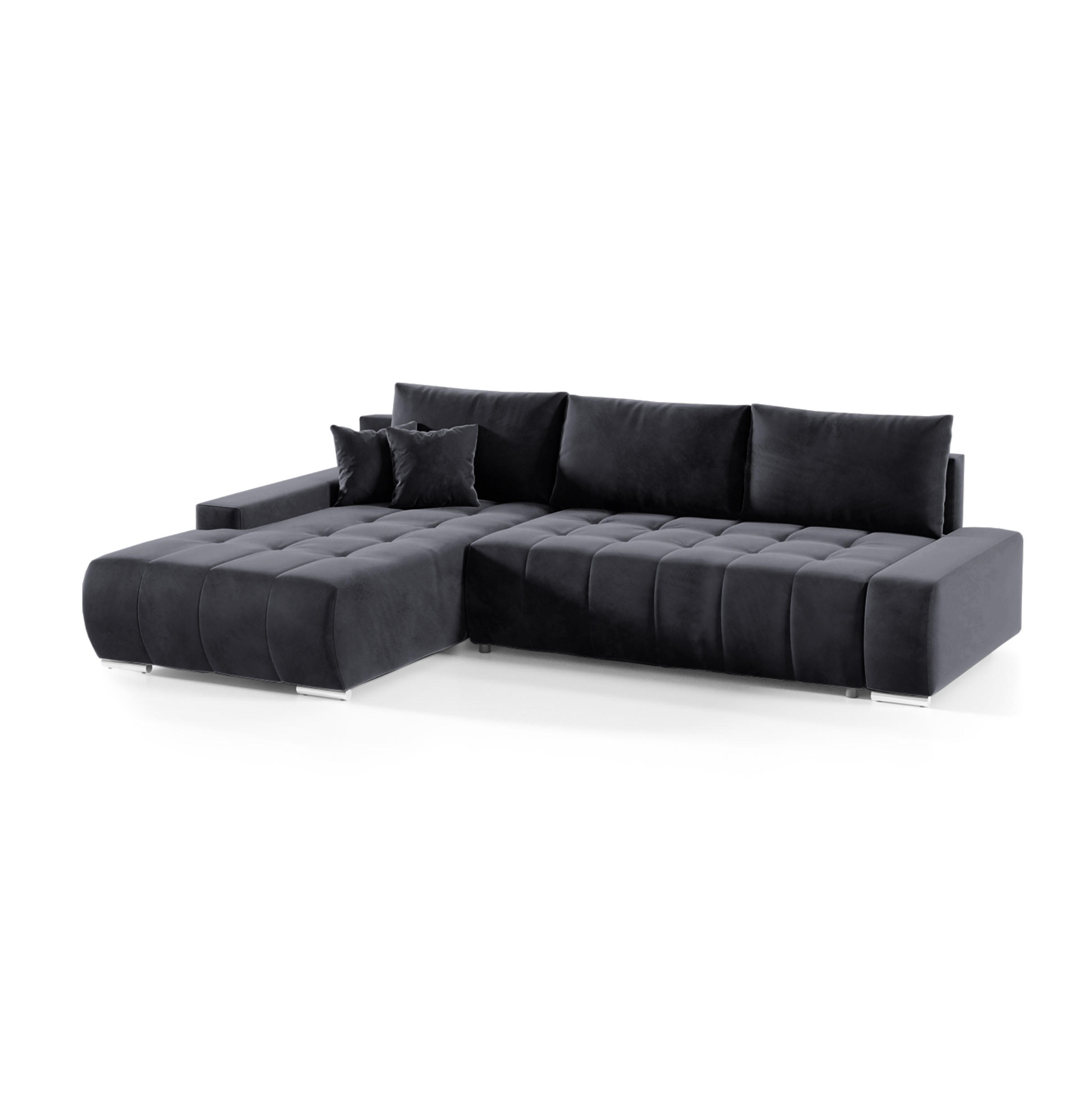 ECKSOFA mit Schlaffunktion Dhaka L Dunkelgrau - Graphitfarben, Textil (185/265cm) - Fedve