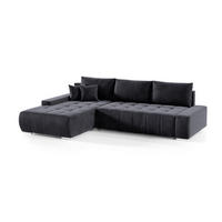 ECKSOFA mit Schlaffunktion Dhaka L Dunkelgrau - Graphitfarben, Textil (185/265cm) - Fedve