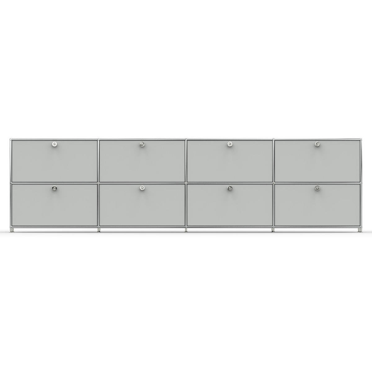 AKTENSCHRANK, 8 Schubladen & Schloss, Breite 302 cm, Lichtgrau - Chromfarben/Silberfarben, Metall (40/80.5/302.2cm) - Versee