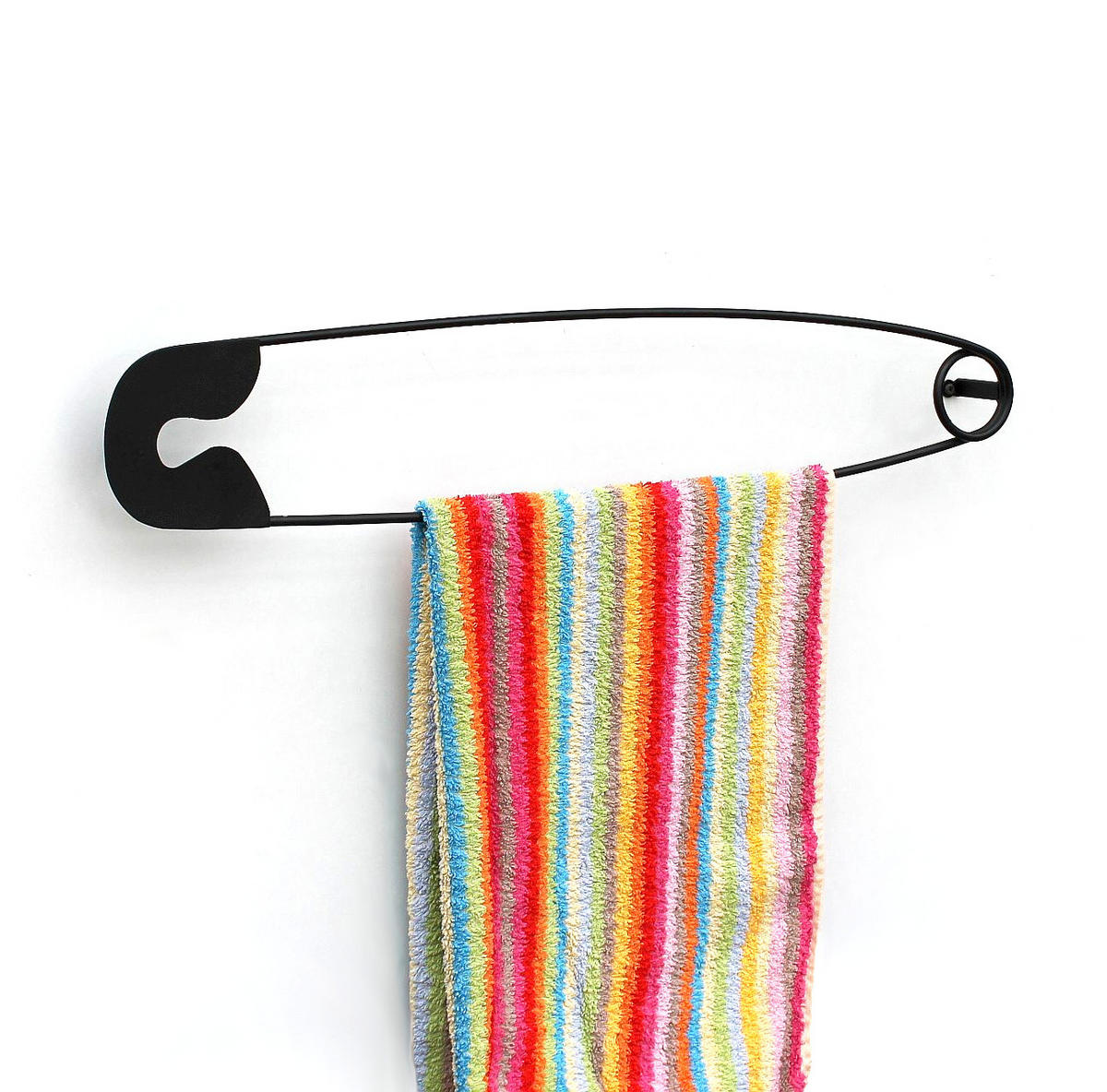 HANDTUCHHALTER Sicherheitsnadel Metall Schwarz 62 cm - Schwarz, Metall (62/12/5.5cm) - DanDiBo