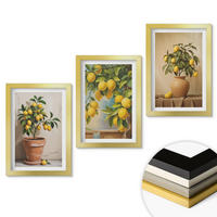 WANDBILDER 3er Set - 20x30 cm Goldrahmen - Zitronenbäumchen im Topf und in der Vase - Goldfarben, Kunststoff (20/30cm) - ArtPrintCave