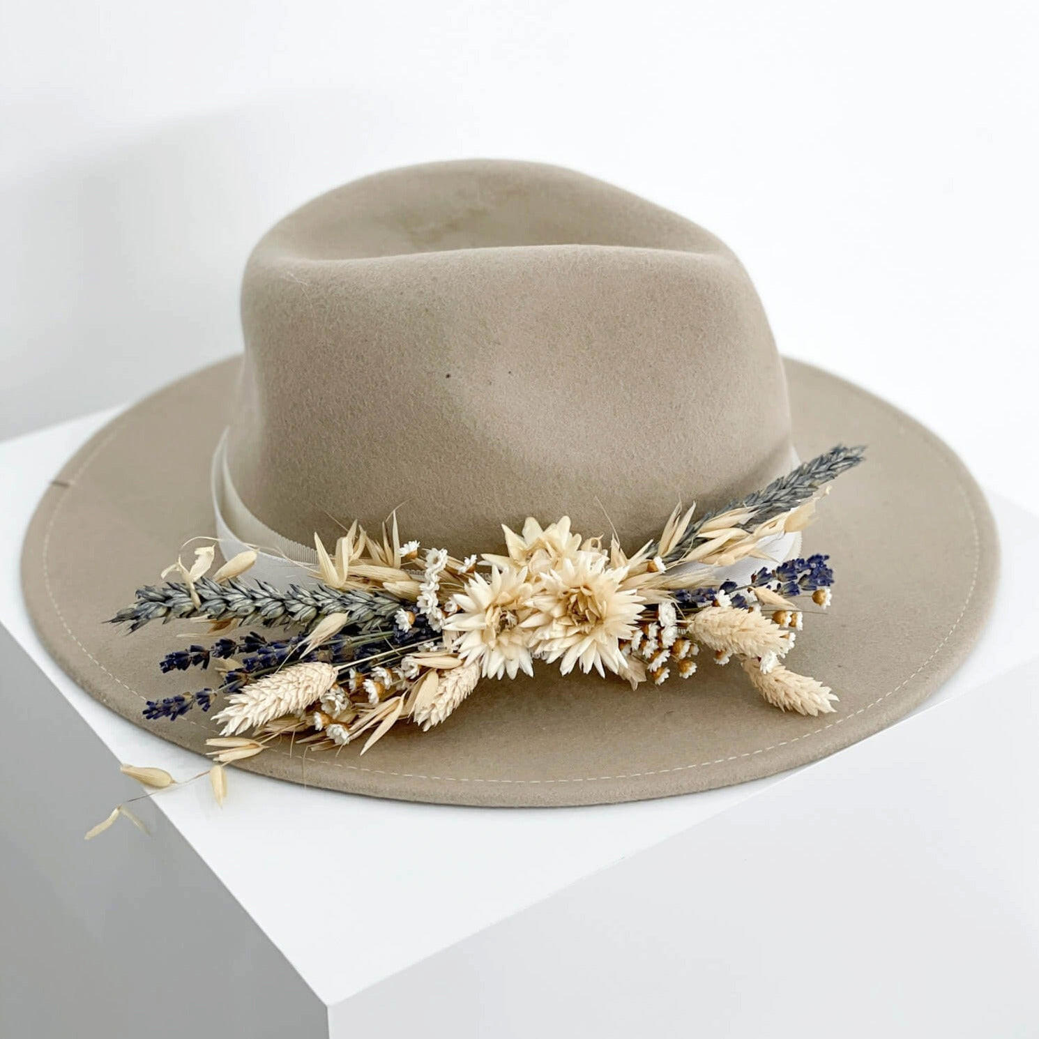 HUTBAND Trockenblumen beige blau - beige - Blau/Beige, Naturmaterialien (15cm) - Lykke & You